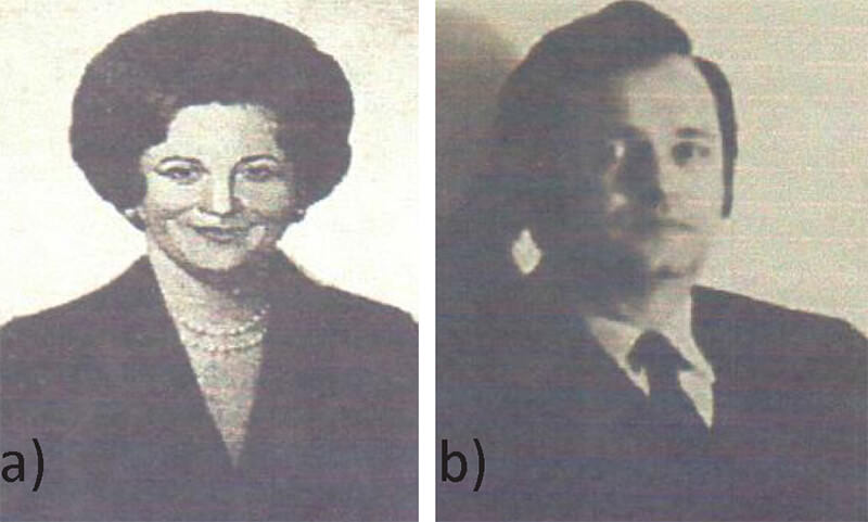 Figura 15. a) Sra. María Eugenia Bruniccardi de Álvarez. b) Dr. Julián Viso Rodríguez.