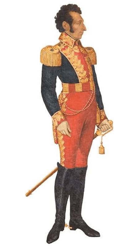 Figura 1. Retrato de cuerpo entero de Antonio José de Sucre. Óleo de Antonio Salaz (1780-1860)